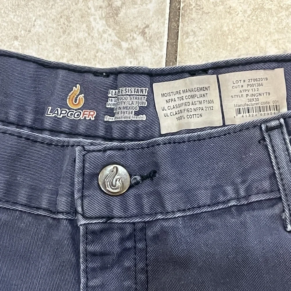 Lapco FR Navy Cargo Pants CAT2 Men's Tag 38x30 (36x29) Work Utility - Picture 2 of 8